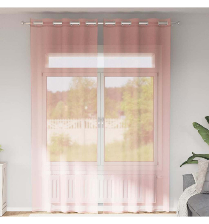 Rideaux en voile avec œillets 2 pcs rose 140x260 cm | Mobilier & Déco