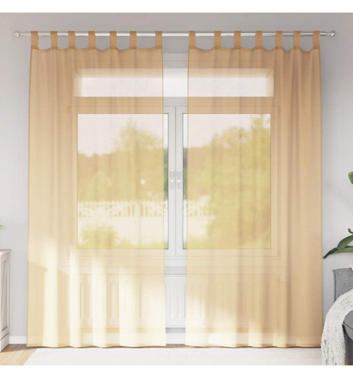 Rideaux en voile avec passe-tringles 2 pcs sable | Mobilier & Déco