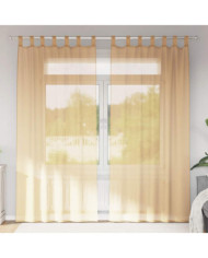 Rideaux en voile avec passe-tringles 2 pcs sable | Mobilier & Déco