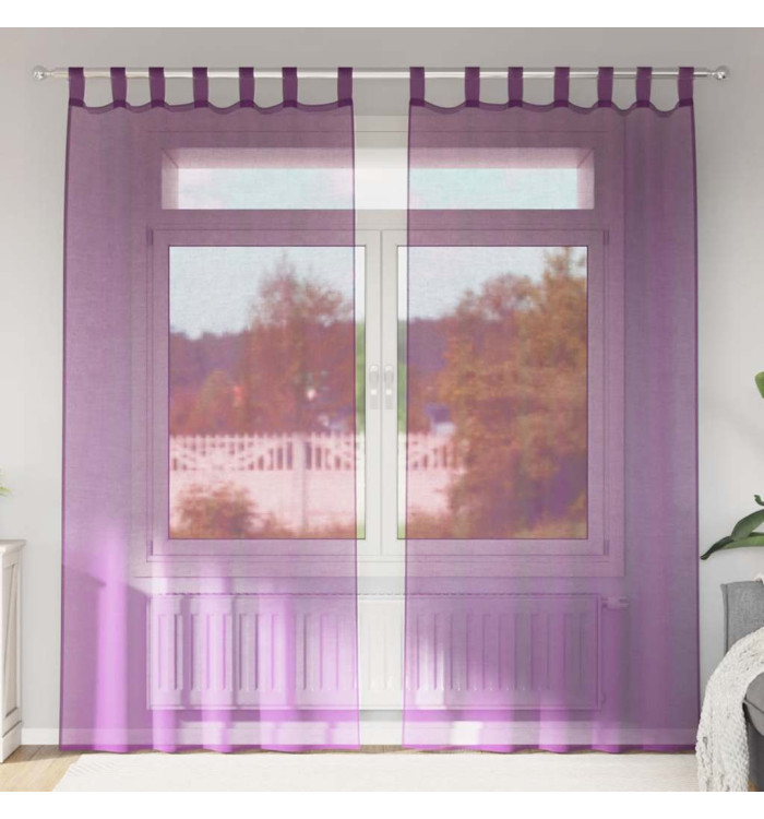 Rideaux en voile avec boucles 2 pcs violet 140x225 cm | Mobilier & Déco