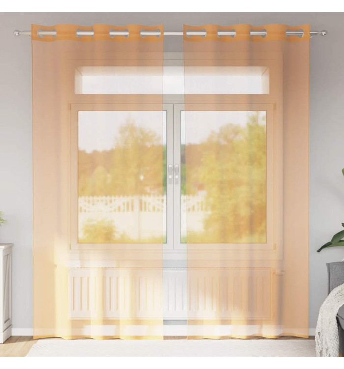 Rideaux en voile avec œillets 2 pcs orange 140x245 cm | Mobilier & Déco