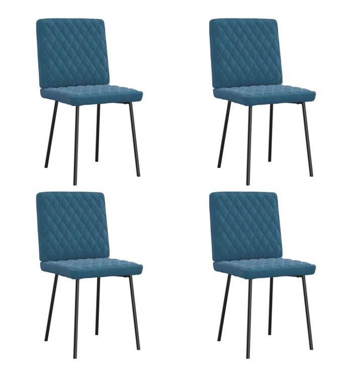 Chaises à manger lot de 4 Bleu Velours | Mobilier & Déco