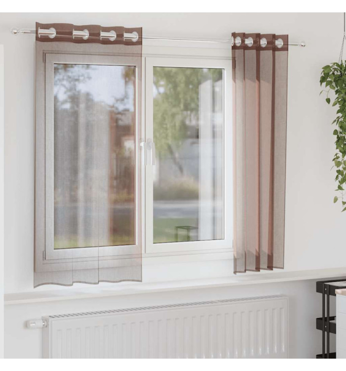 Rideaux en voile avec œillets 2 pcs marron 140x140 cm | Mobilier & Déco