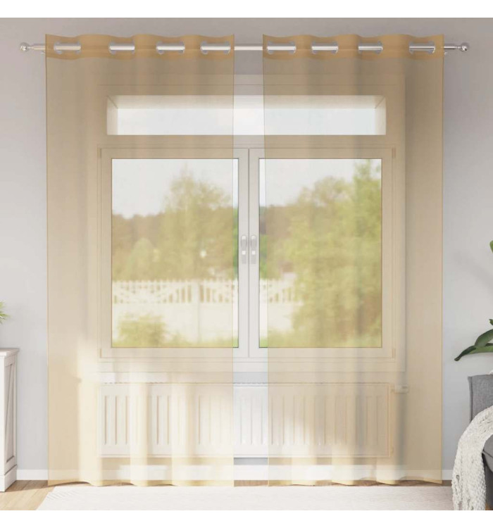 Rideaux en voile avec œillets 2 pcs sable | Mobilier & Déco