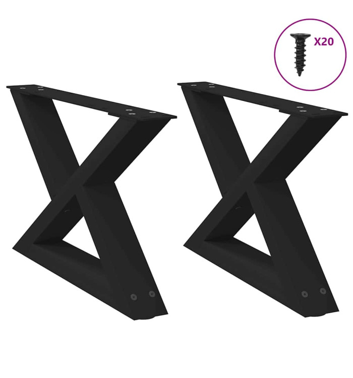 Pieds de table basse 2 pcs noir 60x(30-31,3) cm acier | Mobilier & Déco