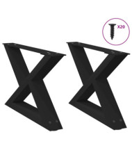 Pieds de table basse 2 pcs noir 60x(30-31,3) cm acier | Mobilier & Déco