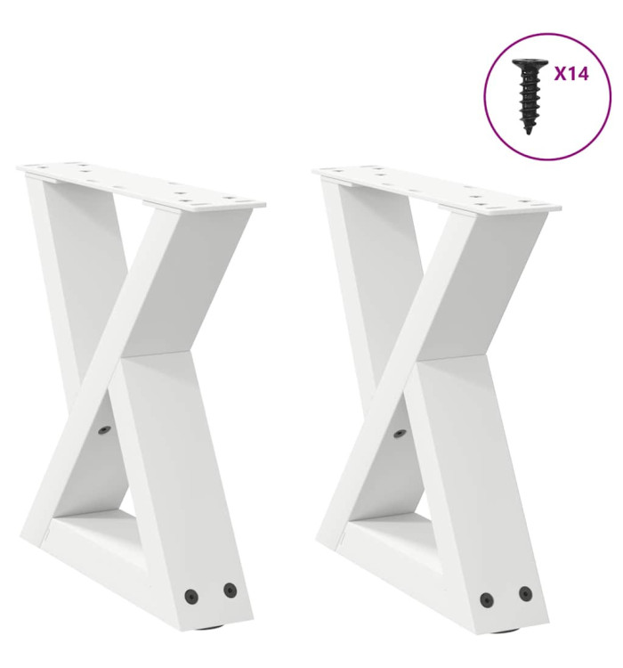 Pieds de table basse 2 pcs blanc 40x(30-31,3) cm acier | Mobilier & Déco