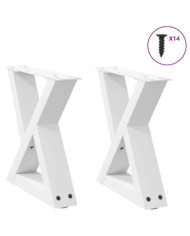 Pieds de table basse 2 pcs blanc 40x(30-31,3) cm acier | Mobilier & Déco
