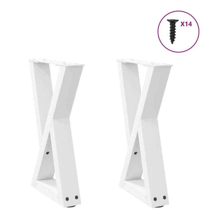 Pieds de table basse 2 pcs blanc 28x(42-43,3) cm acier | Mobilier & Déco