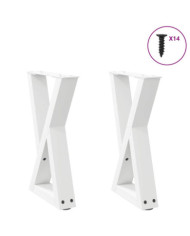 Pieds de table basse 2 pcs blanc 28x(42-43,3) cm acier | Mobilier & Déco