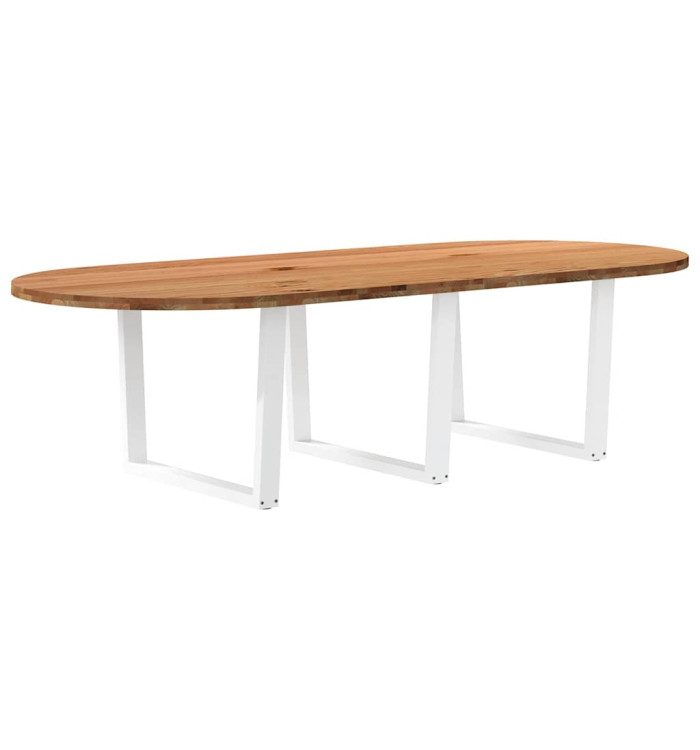 Table à manger marron clair bois de chêne massif ovale | Mobilier & Déco