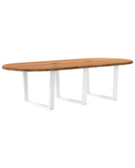 Table à manger marron clair bois de chêne massif ovale | Mobilier & Déco
