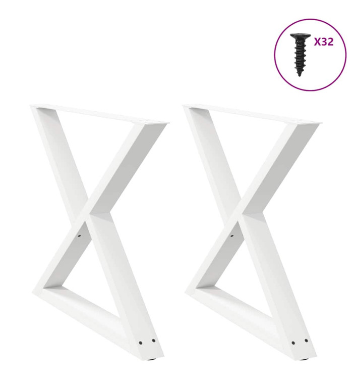 Pieds de table à manger 2 pcs blanc 90x(72-73,3) cm acier | Mobilier & Déco