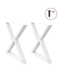 Pieds de table à manger 2 pcs blanc 90x(72-73,3) cm acier | Mobilier & Déco