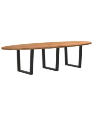 Table à manger marron clair bois de chêne massif ovale | Mobilier & Déco