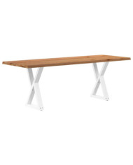 Table à manger avec bord vivant 220x80x74 cm bois massif chêne | Mobilier & Déco