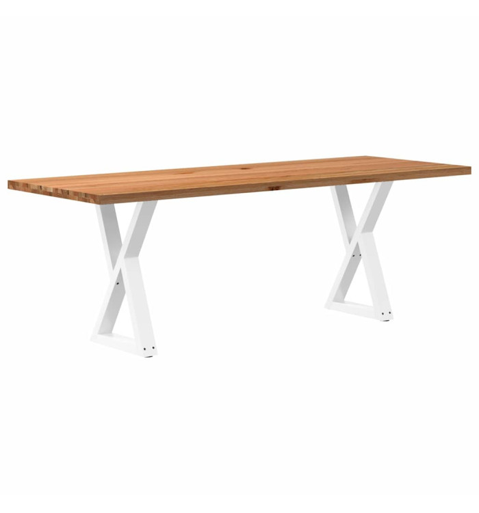 Table à manger marron clair bois de chêne massif rectangulaire | Mobilier & Déco