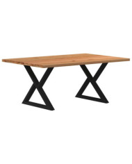 Table à manger marron clair bois de chêne massif rectangulaire | Mobilier & Déco