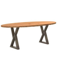 Table à manger 220x100x74 cm bois de chêne massif ovale | Mobilier & Déco