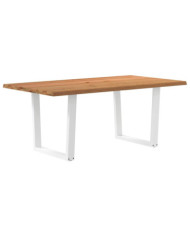 Table à manger avec bord naturel 180x100x74cm bois massif chêne | Mobilier & Déco