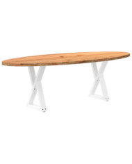Table à manger marron clair bois de chêne massif ovale | Mobilier & Déco