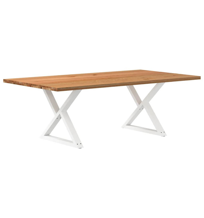 Table à manger marron clair bois de chêne massif rectangulaire | Mobilier & Déco