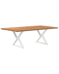 Table à manger marron clair bois de chêne massif rectangulaire | Mobilier & Déco