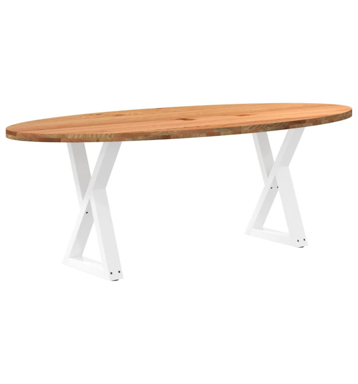 Table à manger 220x100x74 cm bois de chêne massif ovale | Mobilier & Déco