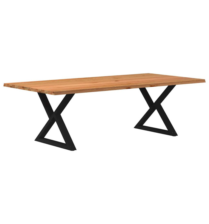 Table à manger avec bord naturel 240x120x74cm bois massif chêne | Mobilier & Déco