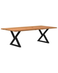 Table à manger avec bord naturel 240x120x74cm bois massif chêne | Mobilier & Déco