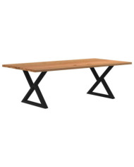 Table à manger marron clair bois de chêne massif rectangulaire | Mobilier & Déco