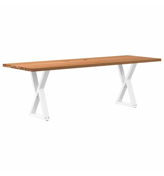 Table à manger marron clair bois de chêne massif rectangulaire | Mobilier & Déco