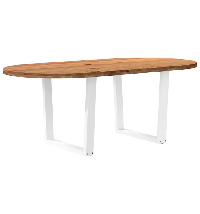 Table à manger marron clair bois de chêne massif ovale | Mobilier & Déco