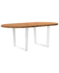 Table à manger marron clair bois de chêne massif ovale | Mobilier & Déco