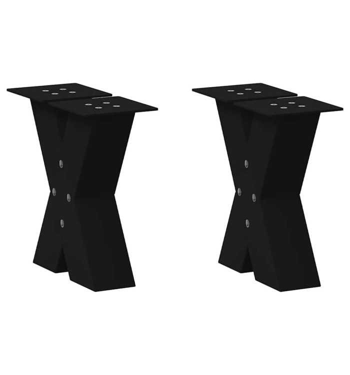 Pieds de table basse forme de X 2 pcs noir 40x(30-31) cm acier | Mobilier & Déco