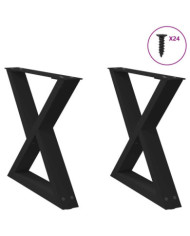 Pieds de table basse 2 pcs noir 50x(42-43,3) cm acier | Mobilier & Déco