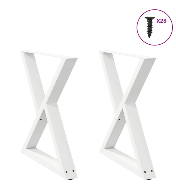Pieds de table à manger 2pcs blanc 70x(72-73,3)cm acier | Mobilier & Déco