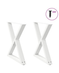 Pieds de table à manger 2pcs blanc 70x(72-73,3)cm acier | Mobilier & Déco