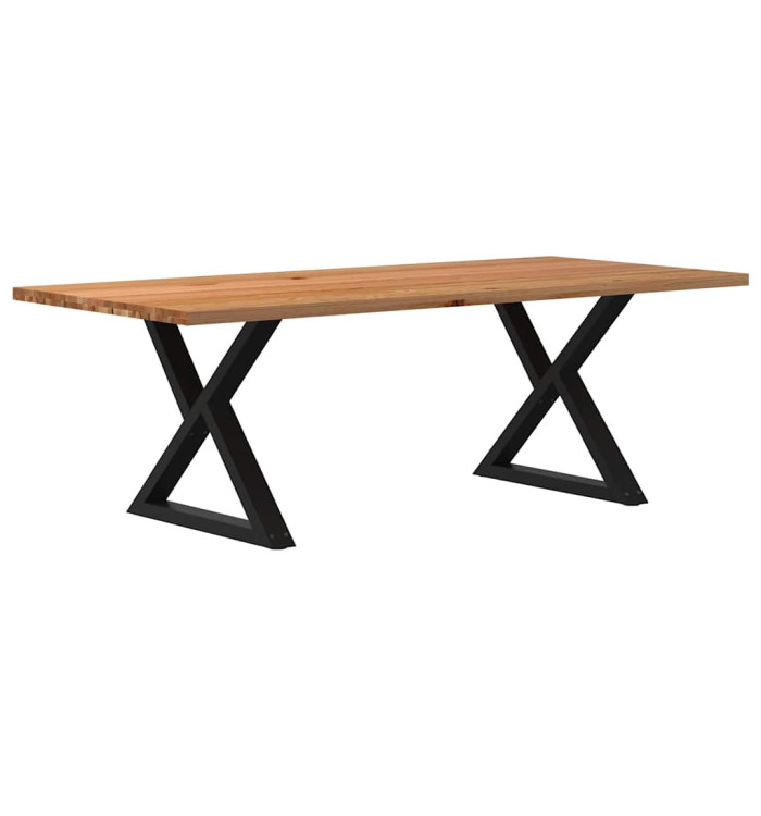 Table à manger marron clair bois de chêne massif rectangulaire | Mobilier & Déco