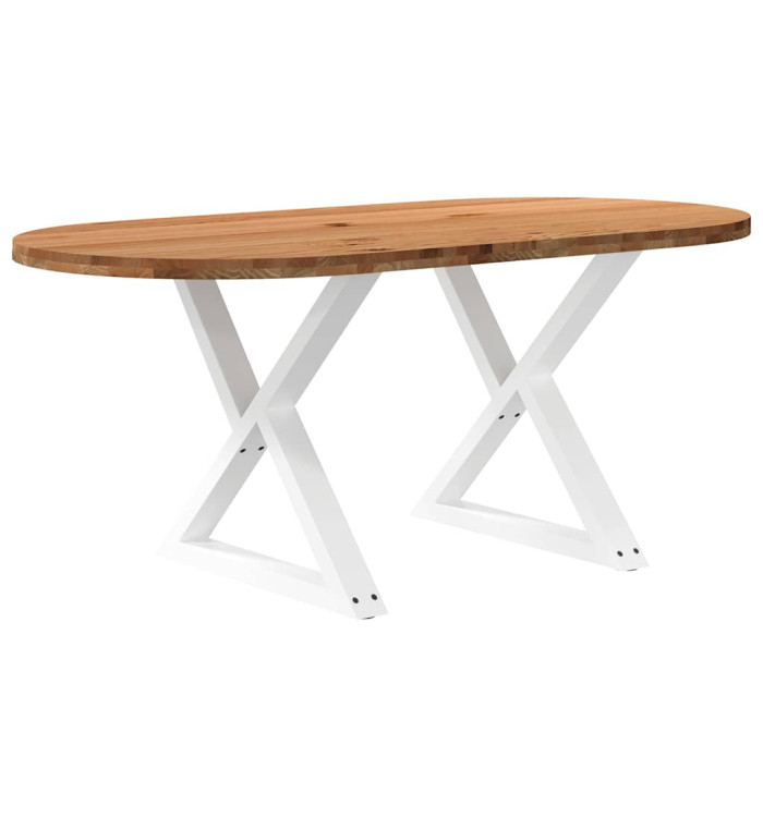 Table à manger marron clair bois de chêne massif ovale | Mobilier & Déco