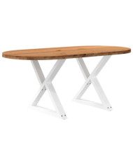 Table à manger marron clair bois de chêne massif ovale | Mobilier & Déco