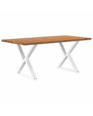 Table à manger marron clair bois de chêne massif rectangulaire | Mobilier & Déco