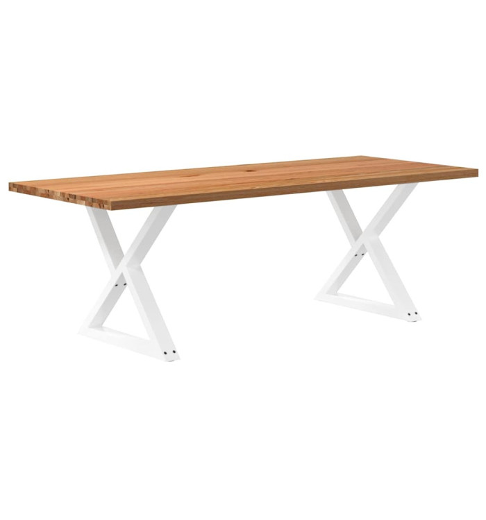 Table à manger marron clair bois de chêne massif rectangulaire | Mobilier & Déco