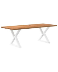 Table à manger marron clair bois de chêne massif rectangulaire | Mobilier & Déco