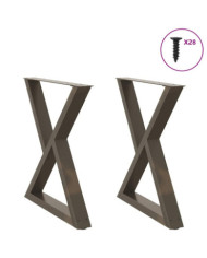 Pieds de table à manger 2pcs acier naturel 80x(72-73,3)cm acier | Mobilier & Déco