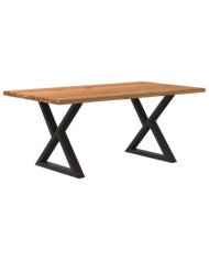 Table à manger marron clair bois de chêne massif rectangulaire | Mobilier & Déco