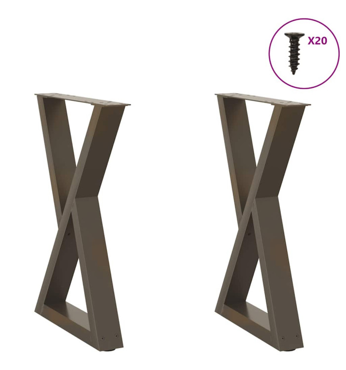 Pieds de table à manger 2 pcs acier naturel acier | Mobilier & Déco