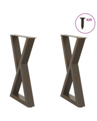 Pieds de table à manger 2 pcs acier naturel acier | Mobilier & Déco