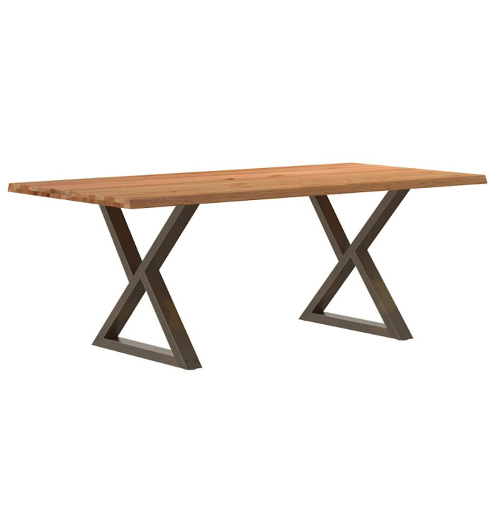 Table à manger avec bord vivant 200x100x74 cm bois massif chêne | Mobilier & Déco