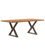 Table à manger avec bord vivant 200x100x74 cm bois massif chêne | Mobilier & Déco